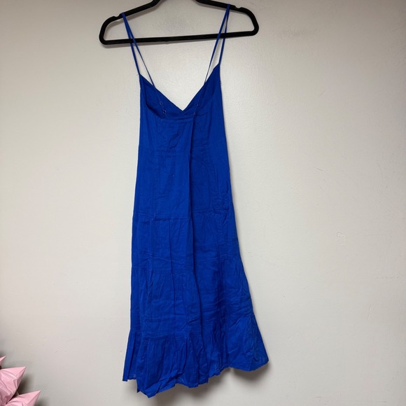 Gap Tiered Midi Dress Women Medium Blue NEW Cotton Strappy V-Neck Sun Dress 8640 - Picture 4 of 7